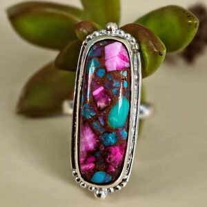 Oyster Turquoise & Mohave Copper Ring